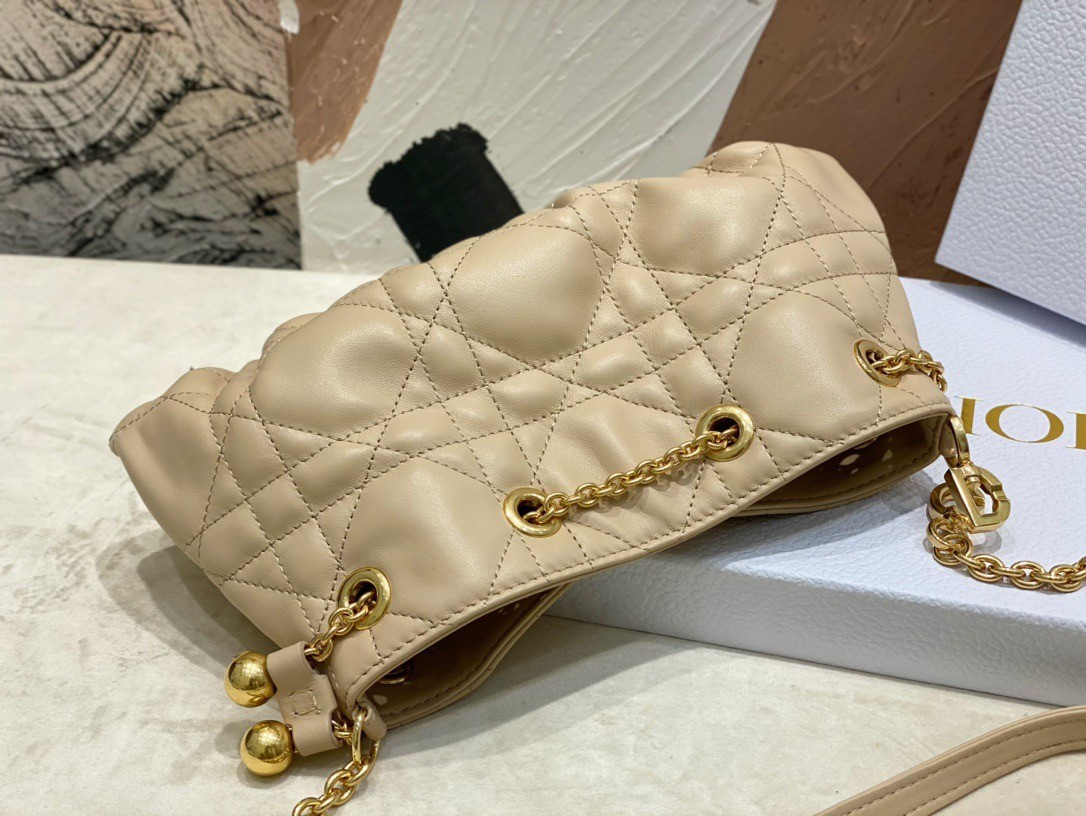 D*or ammi small bag in sand pink macrocannage lambskin