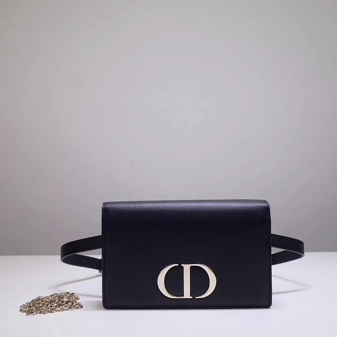 D*or 30 montaigne 2 in 1 belt bag in black calfskin