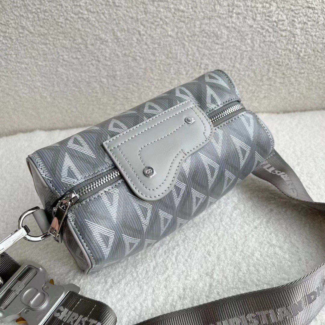 D*or lingot messenger bag in gray cd diamond canvas