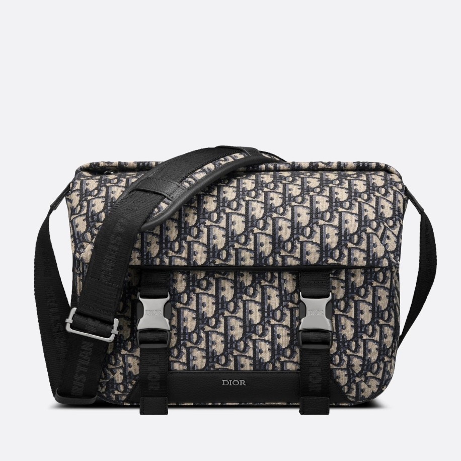 D*or explorer messenger bag in black D*or oblique jacquard