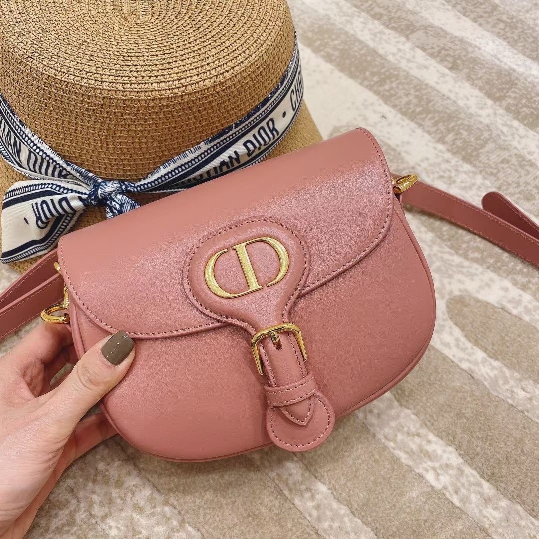 D*or small bobby bag in dark nude calfskin