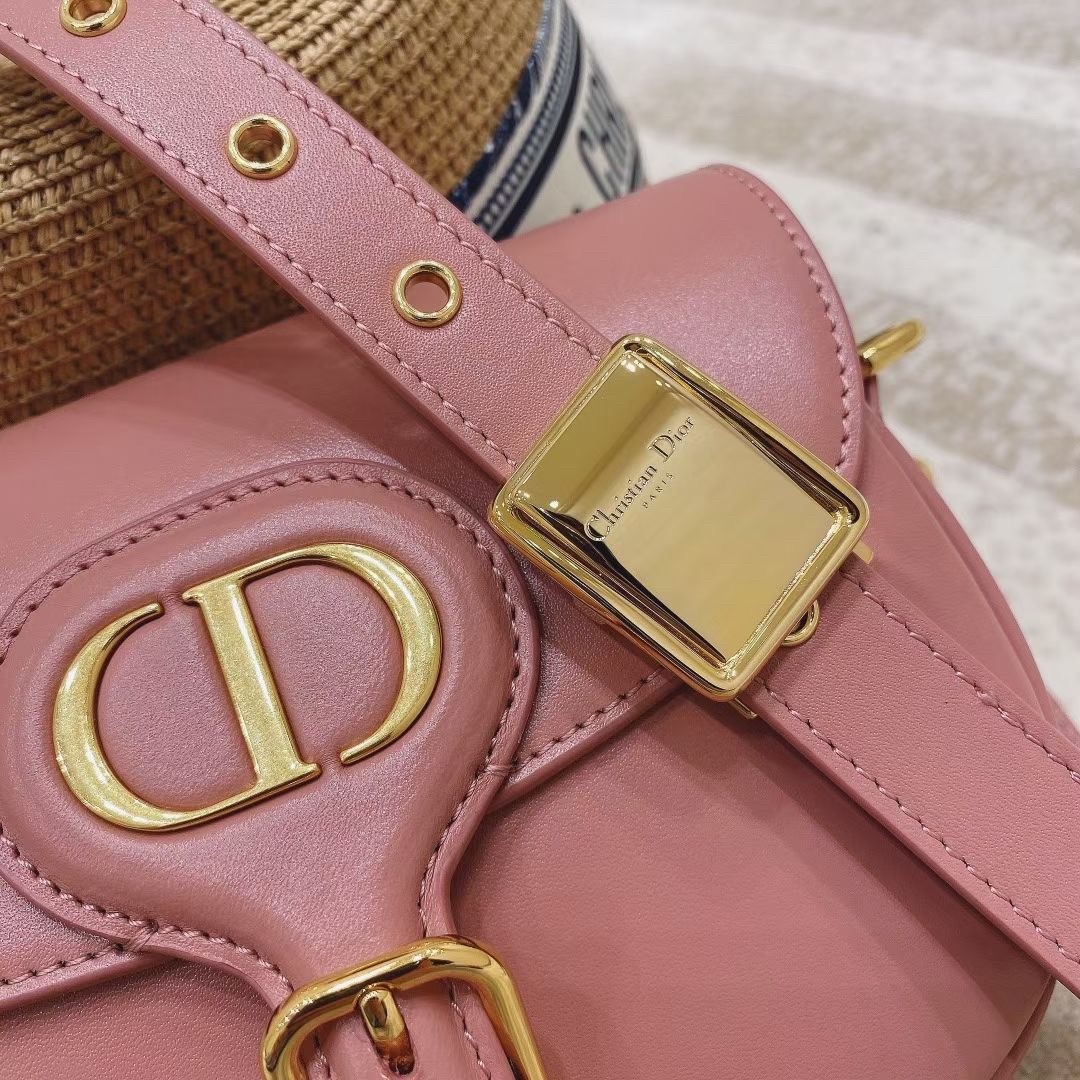 D*or small bobby bag in dark nude calfskin