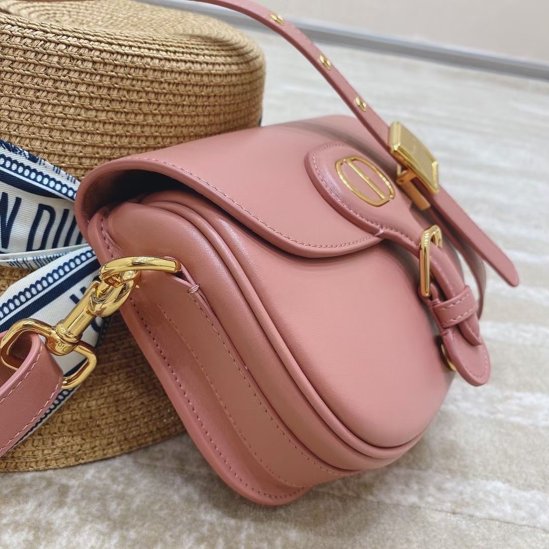 D*or small bobby bag in dark nude calfskin