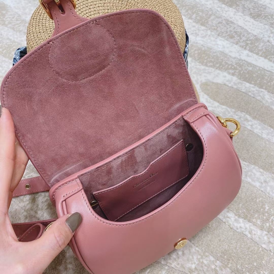 D*or small bobby bag in dark nude calfskin