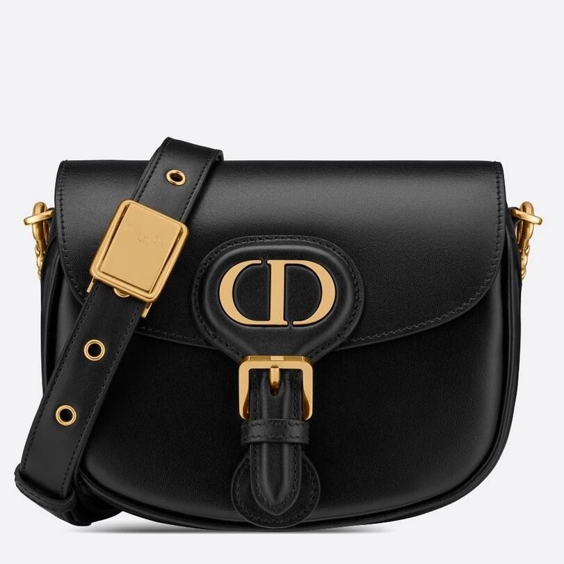 D*or small bobby bag in black calfskin