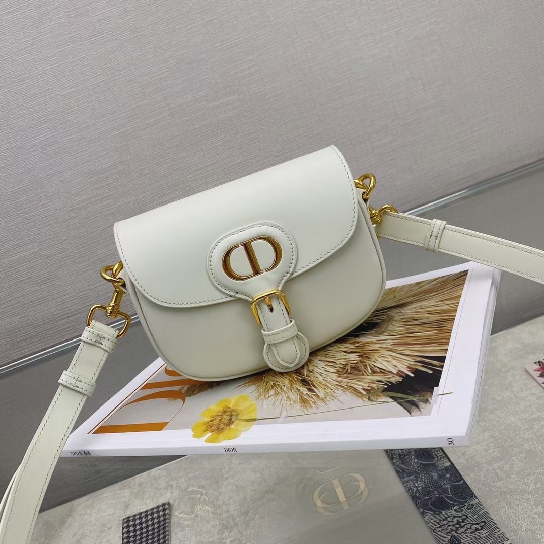 D*or small bobby bag in white calfskin
