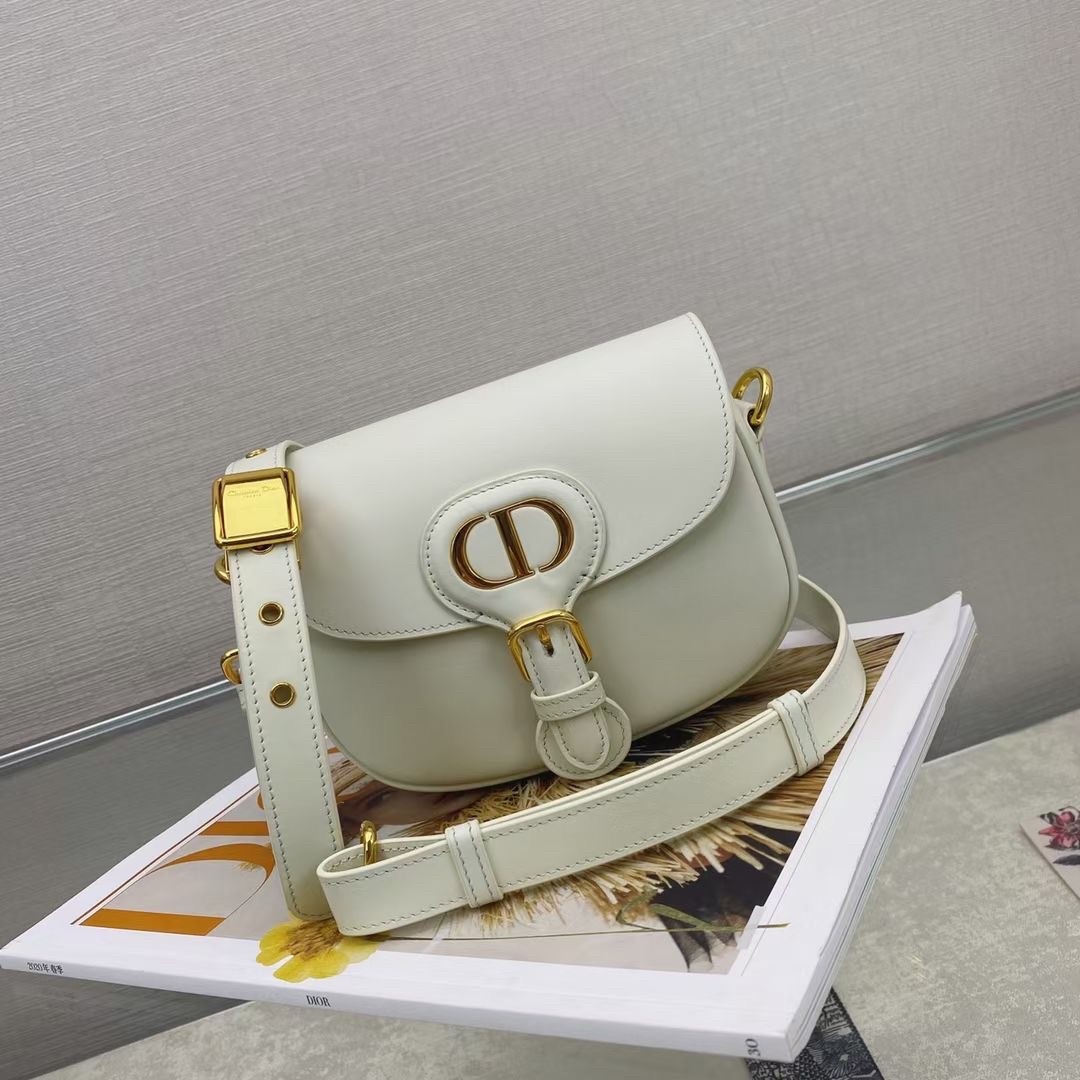D*or small bobby bag in white calfskin