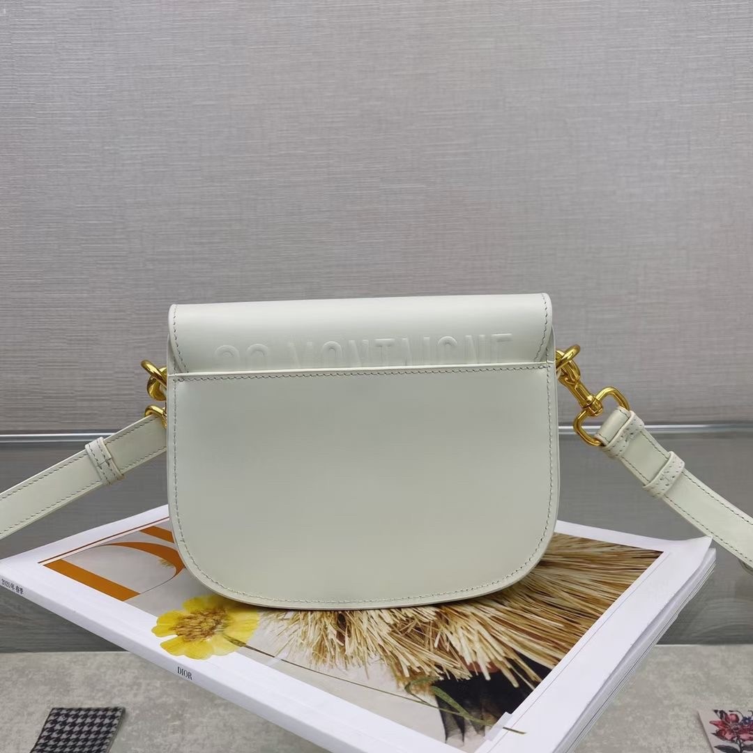 D*or small bobby bag in white calfskin