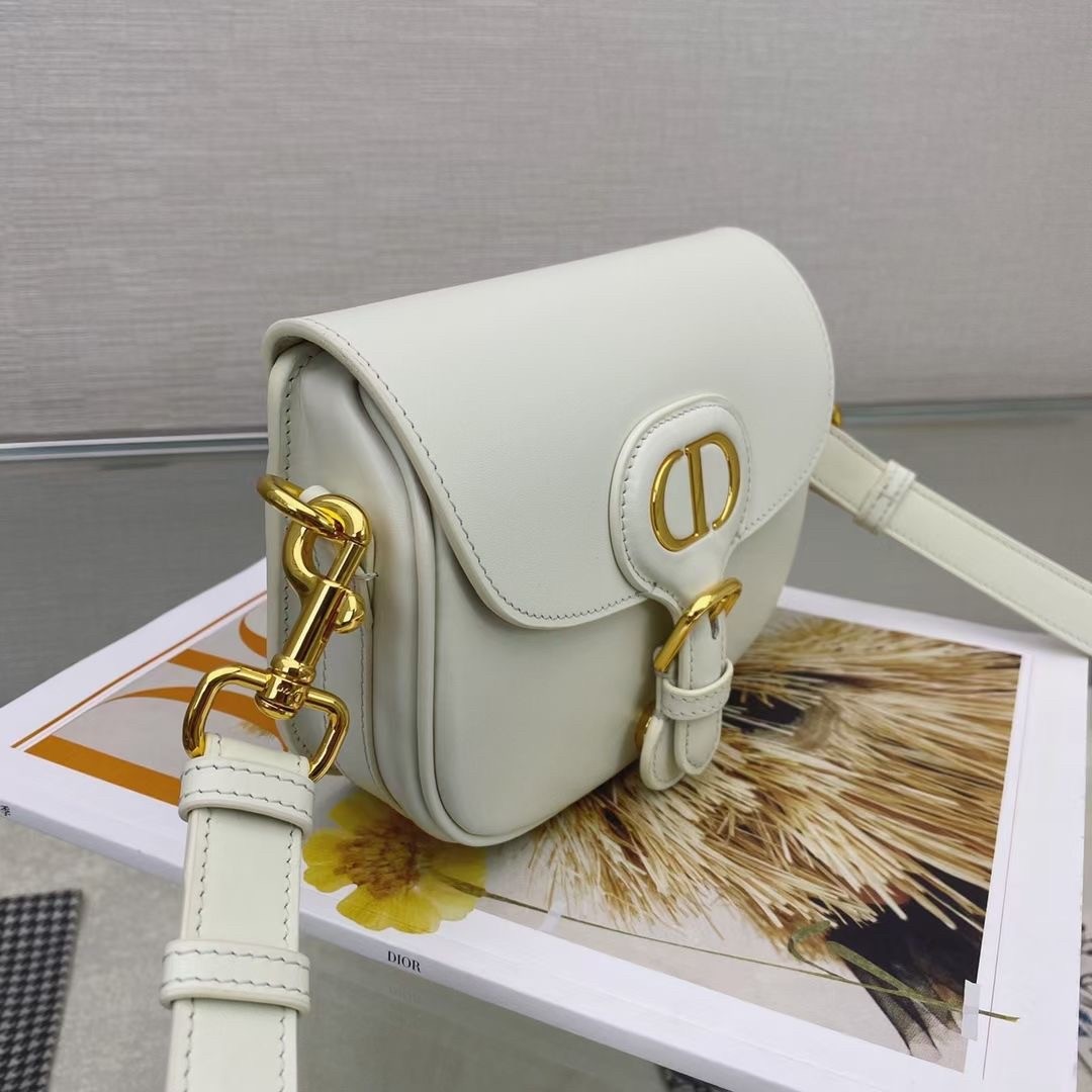D*or small bobby bag in white calfskin