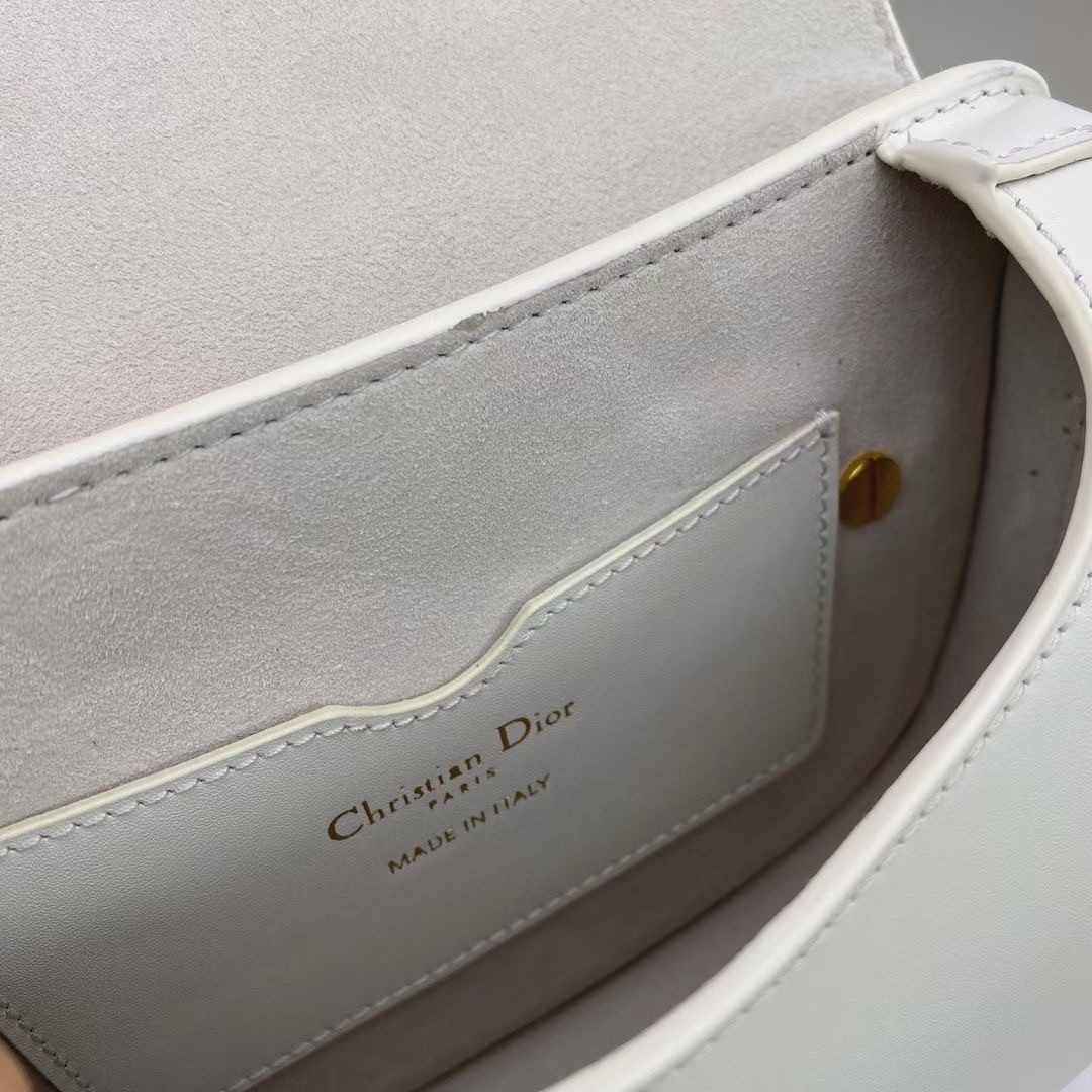D*or small bobby bag in white calfskin