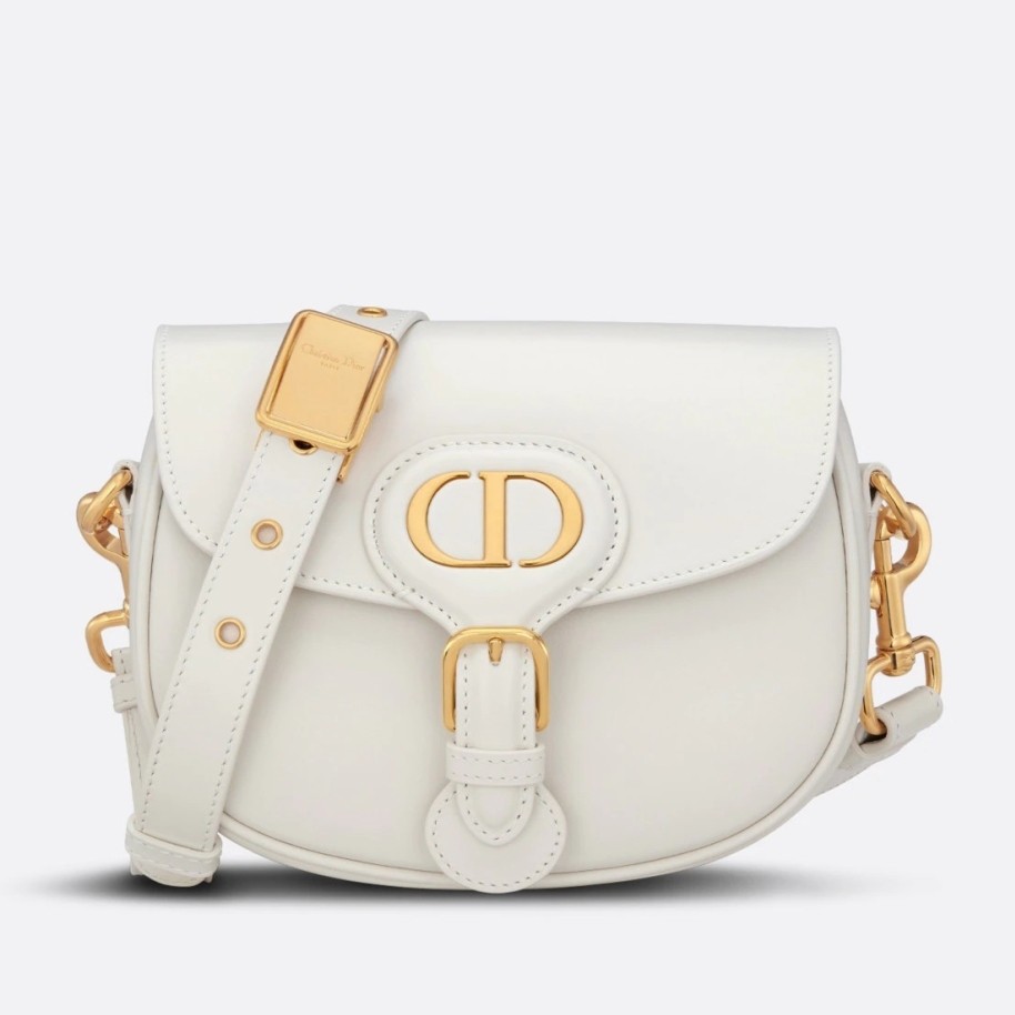 D*or small bobby bag in white calfskin