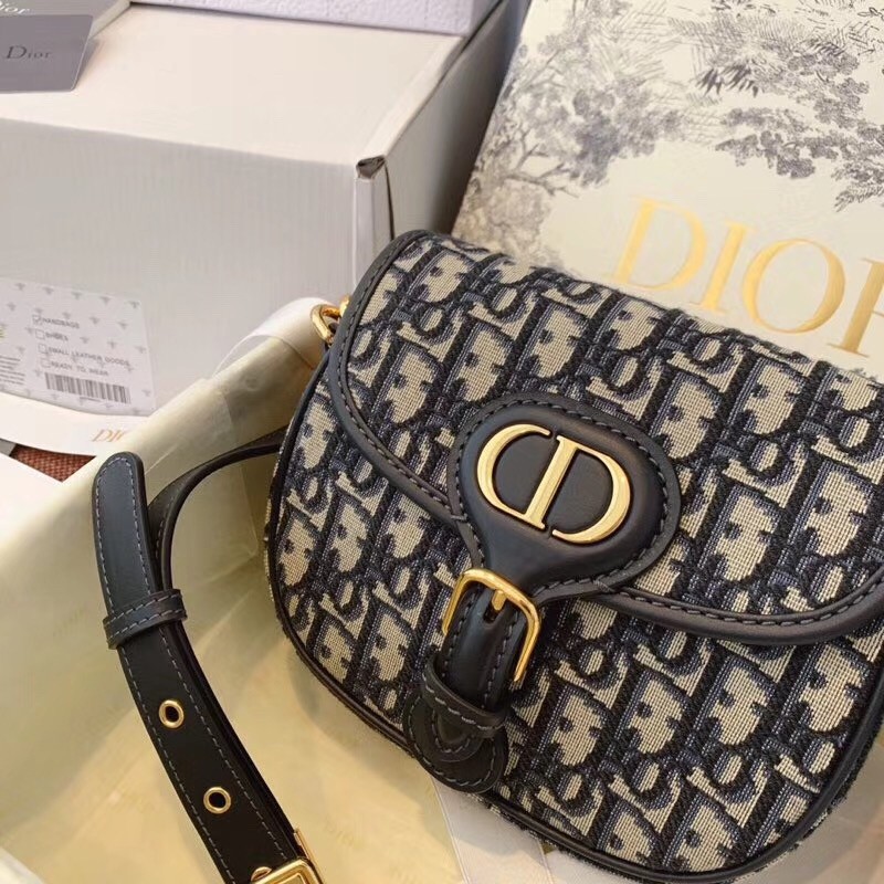 D*or small bobby bag in blue D*or oblique canvas