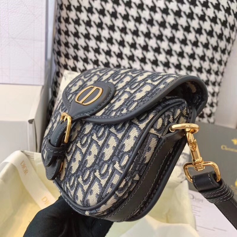 D*or small bobby bag in blue D*or oblique canvas