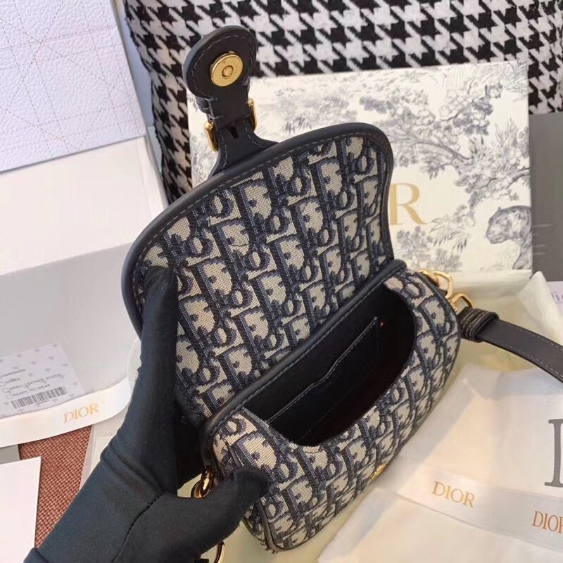 D*or small bobby bag in blue D*or oblique canvas