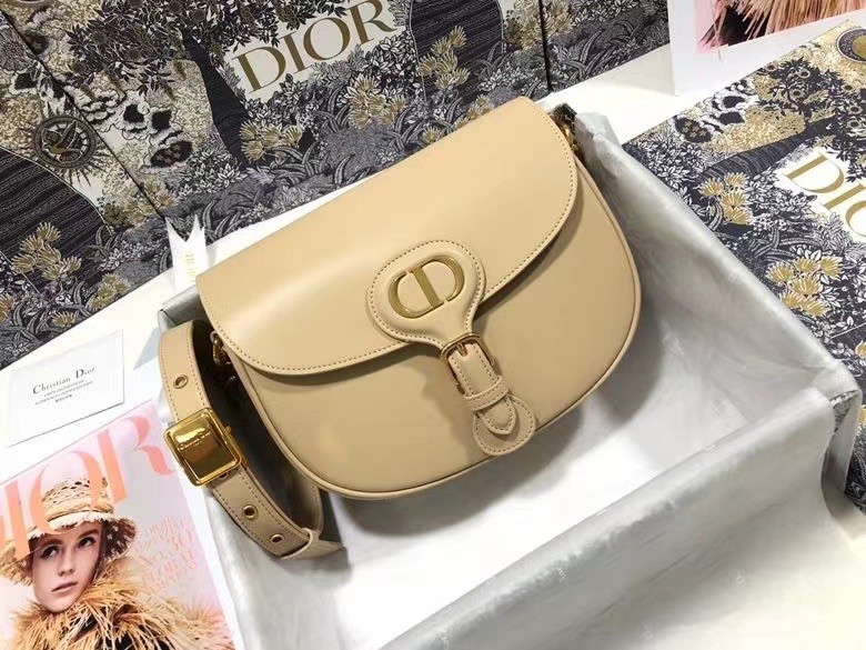 D*or medium bobby bag in beige calfskin