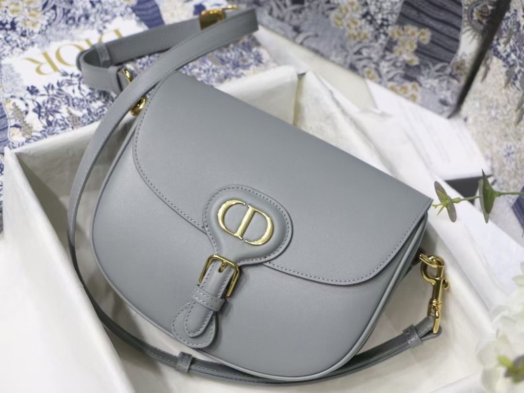 D*or medium bobby bag in grey calfskin