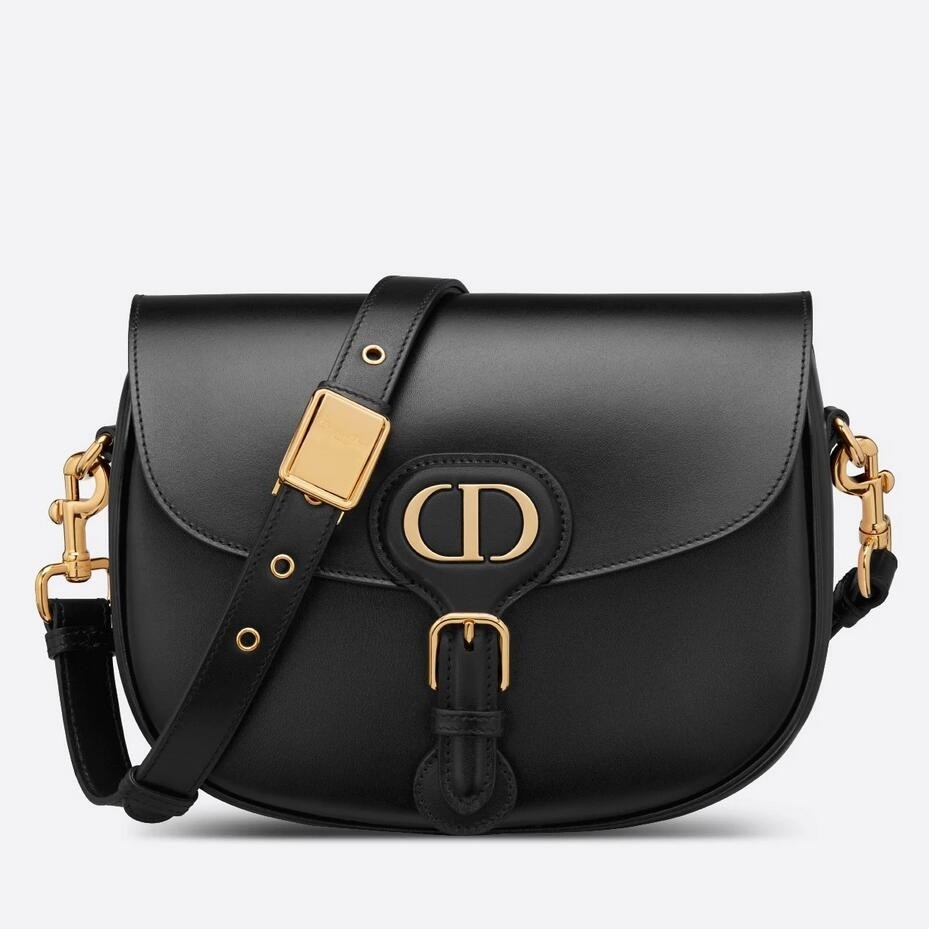 D*or medium bobby bag in black calfskin