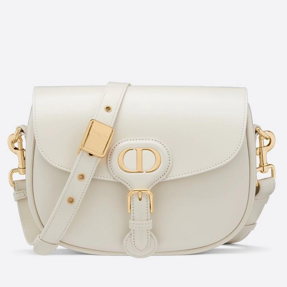 D*or medium bobby bag in white calfskin