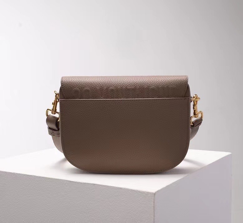 D*or medium bobby bag in warm taupe grained calfskin