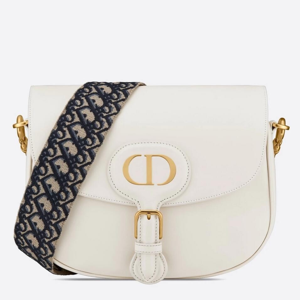 D*or large bobby bag in white calfskin