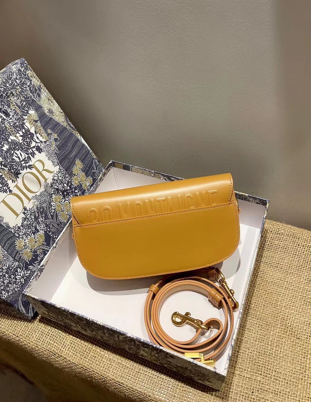 D*or bobby east-west bag in amber box calfski