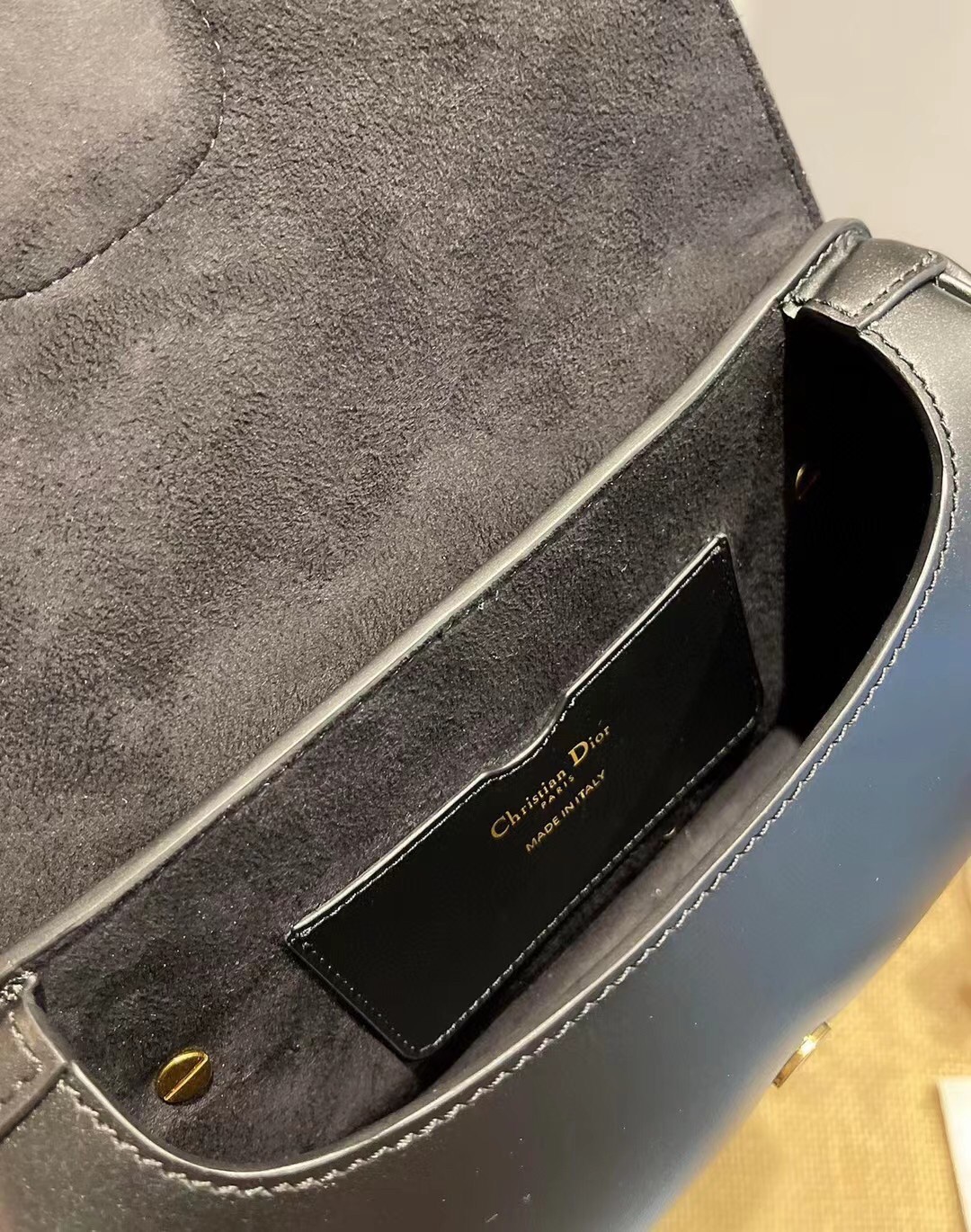 D*or bobby east-west bag in black box calfskin