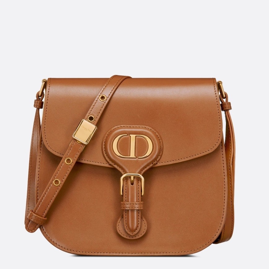 D*or bobby frame bag in brown box calfskin