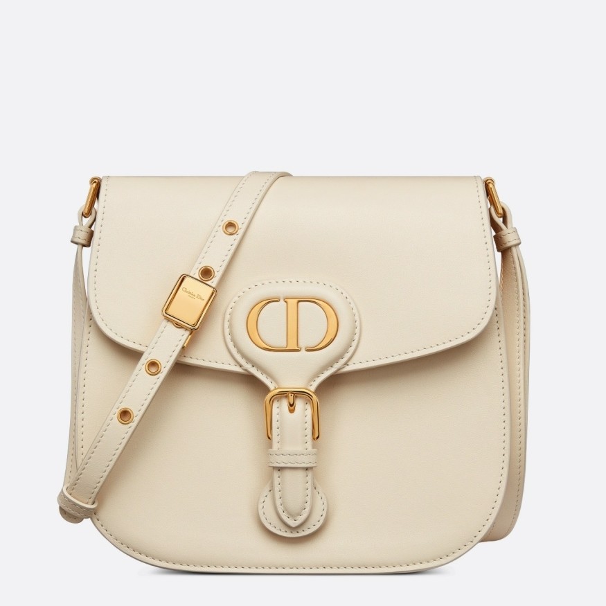 D*or bobby frame bag in white box calfskin