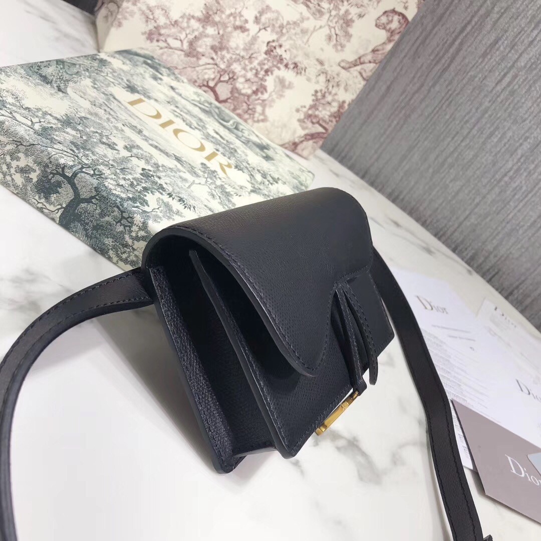 D*or black calfskin saddle belt bag