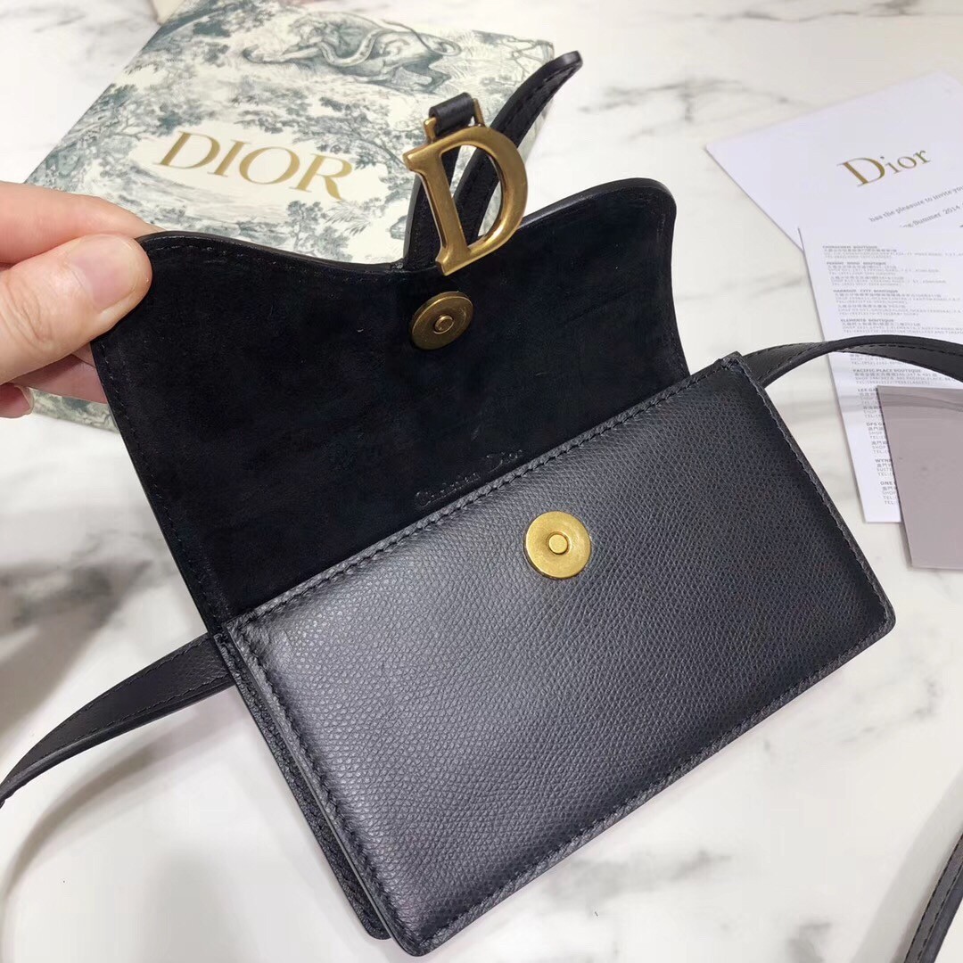 D*or black calfskin saddle belt bag