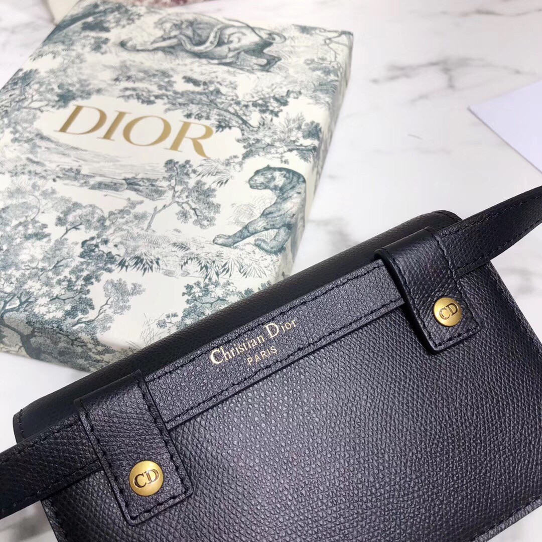 D*or black calfskin saddle belt bag