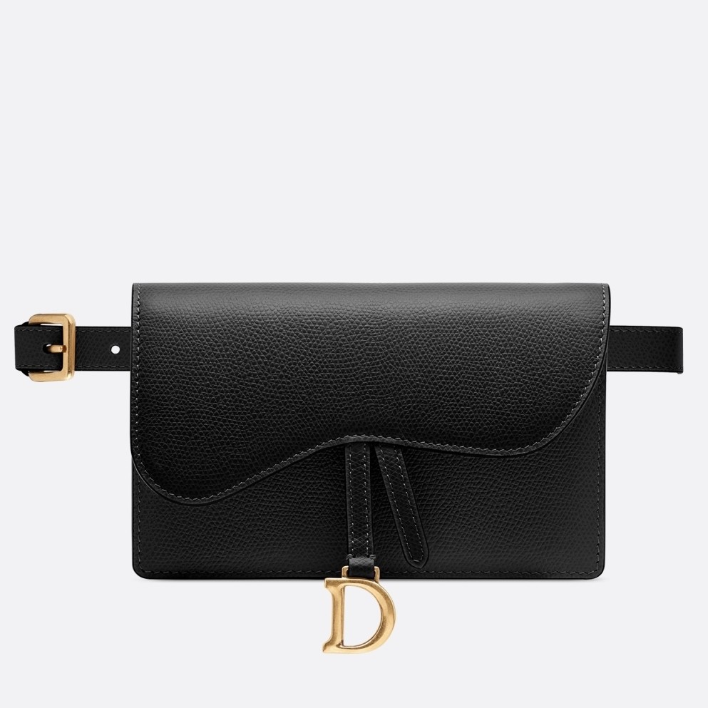 D*or black calfskin saddle belt bag