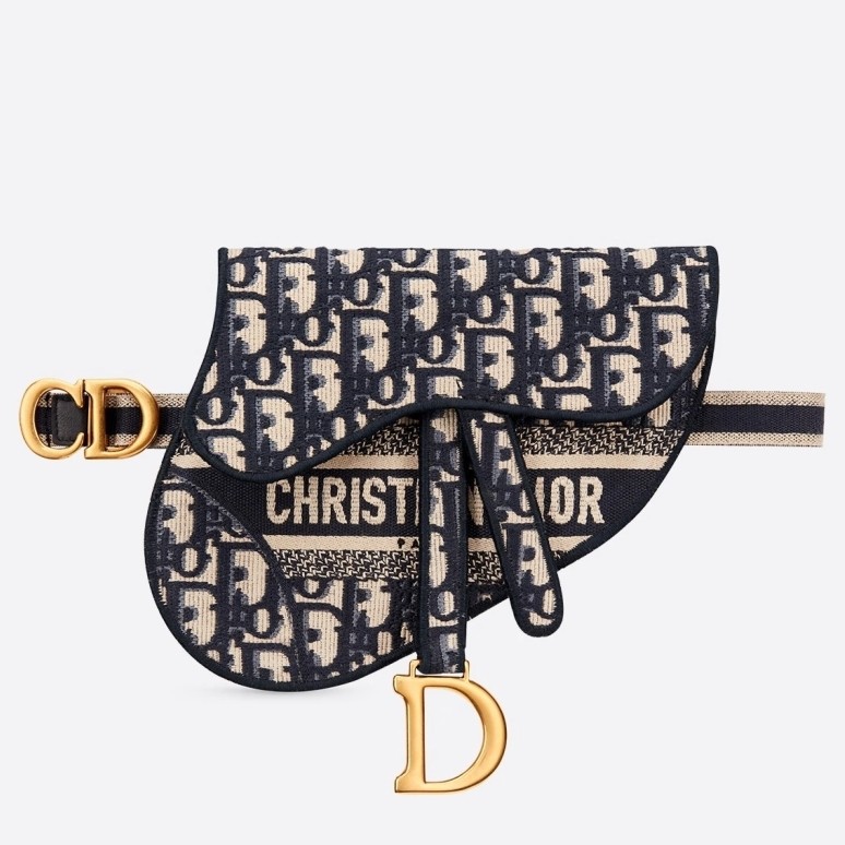 D*or saddle pouch belt bag in blue oblique canvas