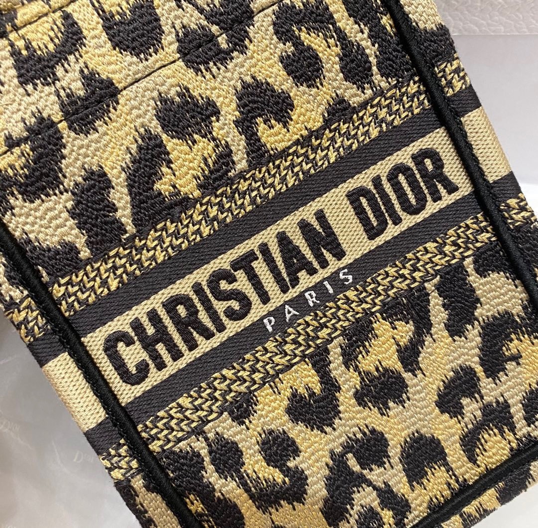 D*or mini book tote phone bag in beige multicolor mizza embroidery