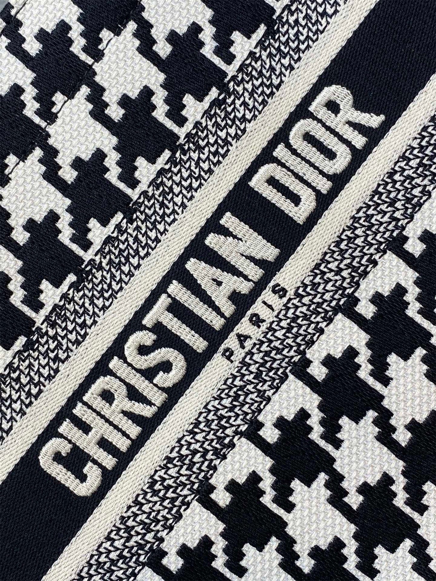 D*or small book tote bag in micro houndstooth embroidery