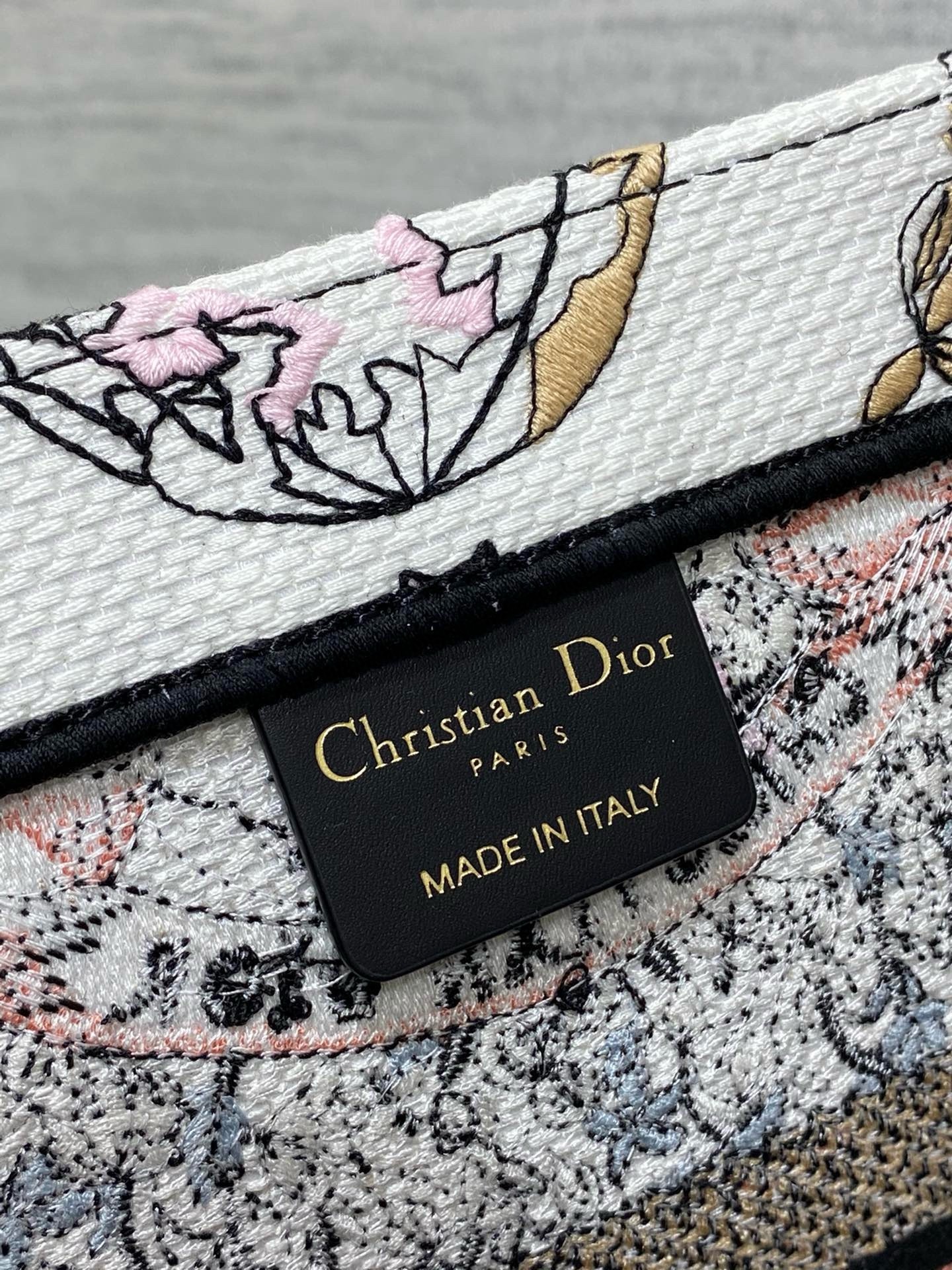 D*or medium book tote bag in butterfly around the world embroidery
