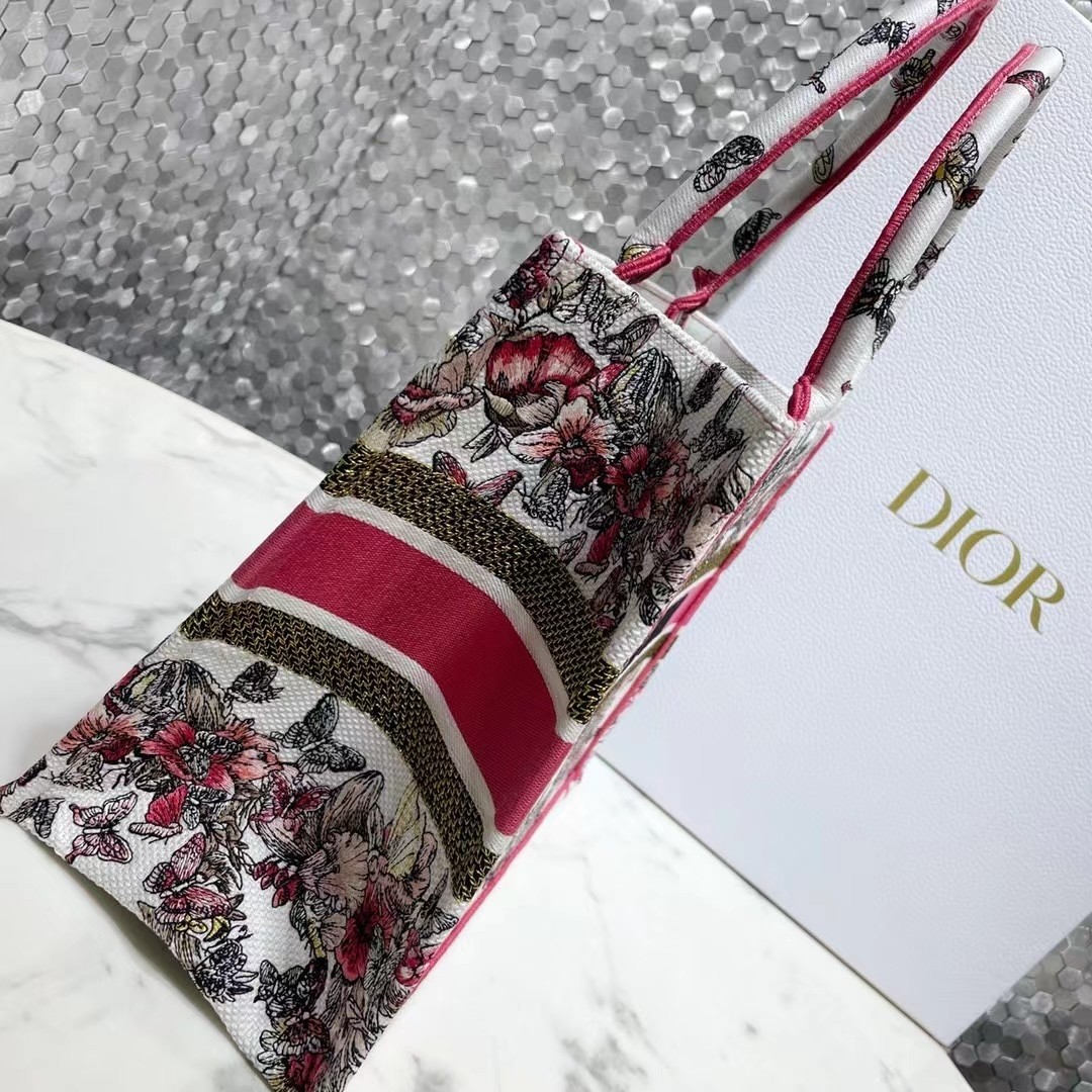 D*or small book tote in multicolor butterfly embroidery