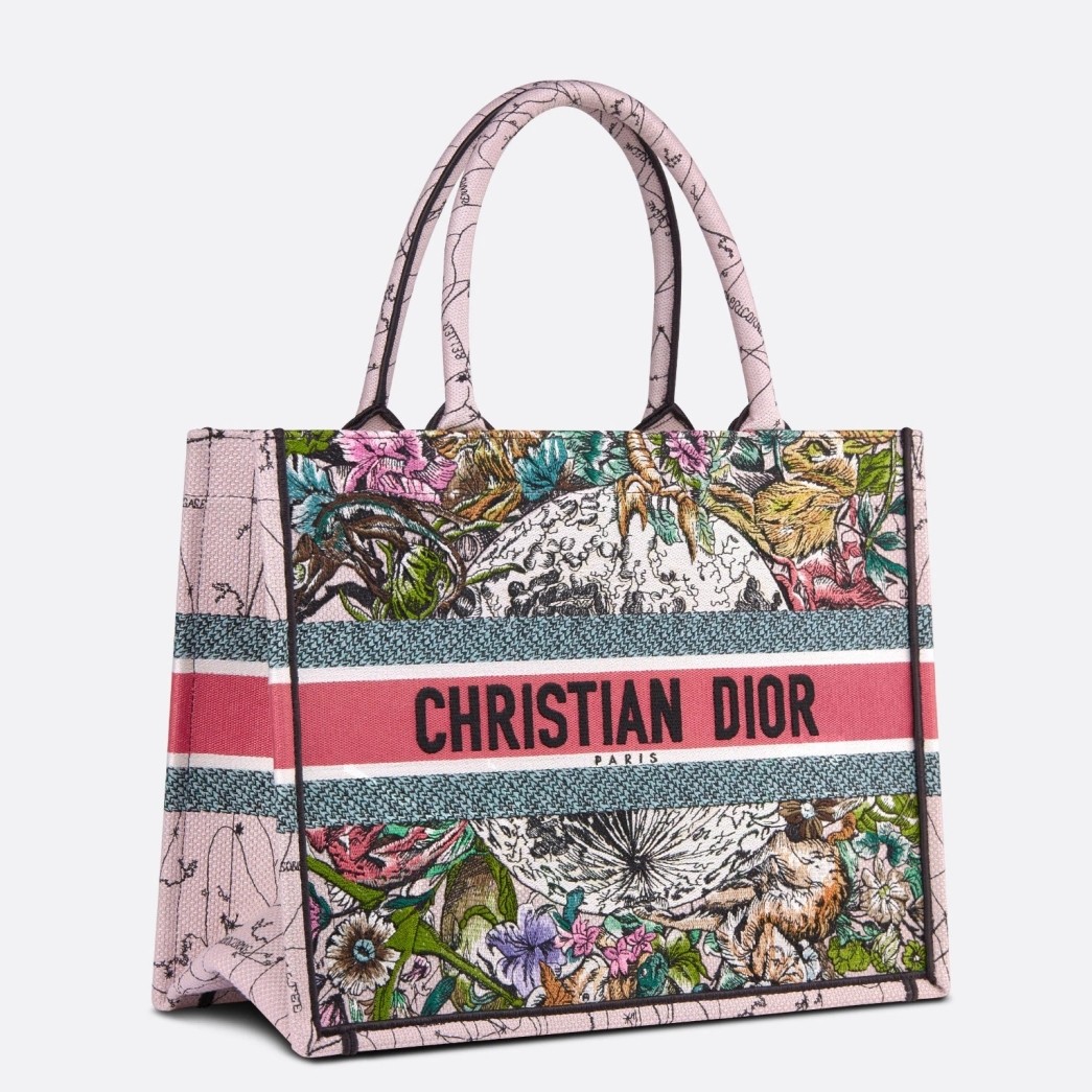 D*or small book tote in multicolor D*or constellation embroidery