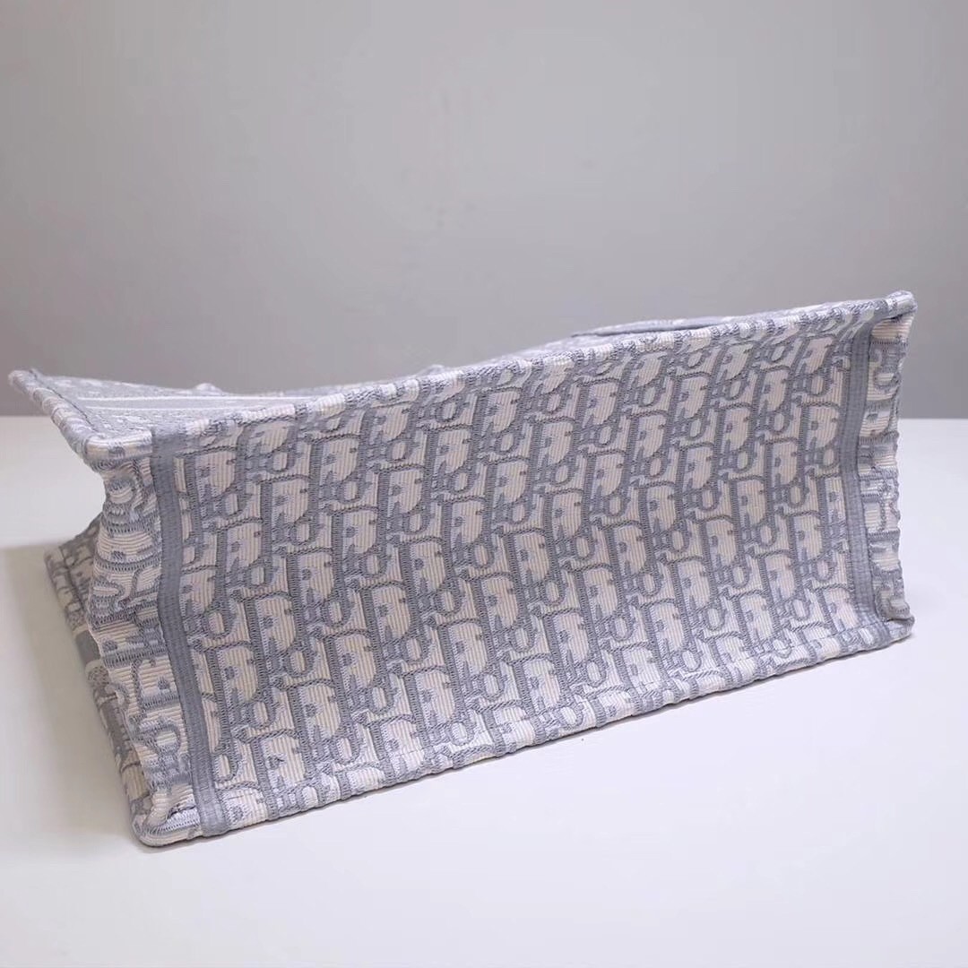 D*or small book tote bag in grey oblique canvas