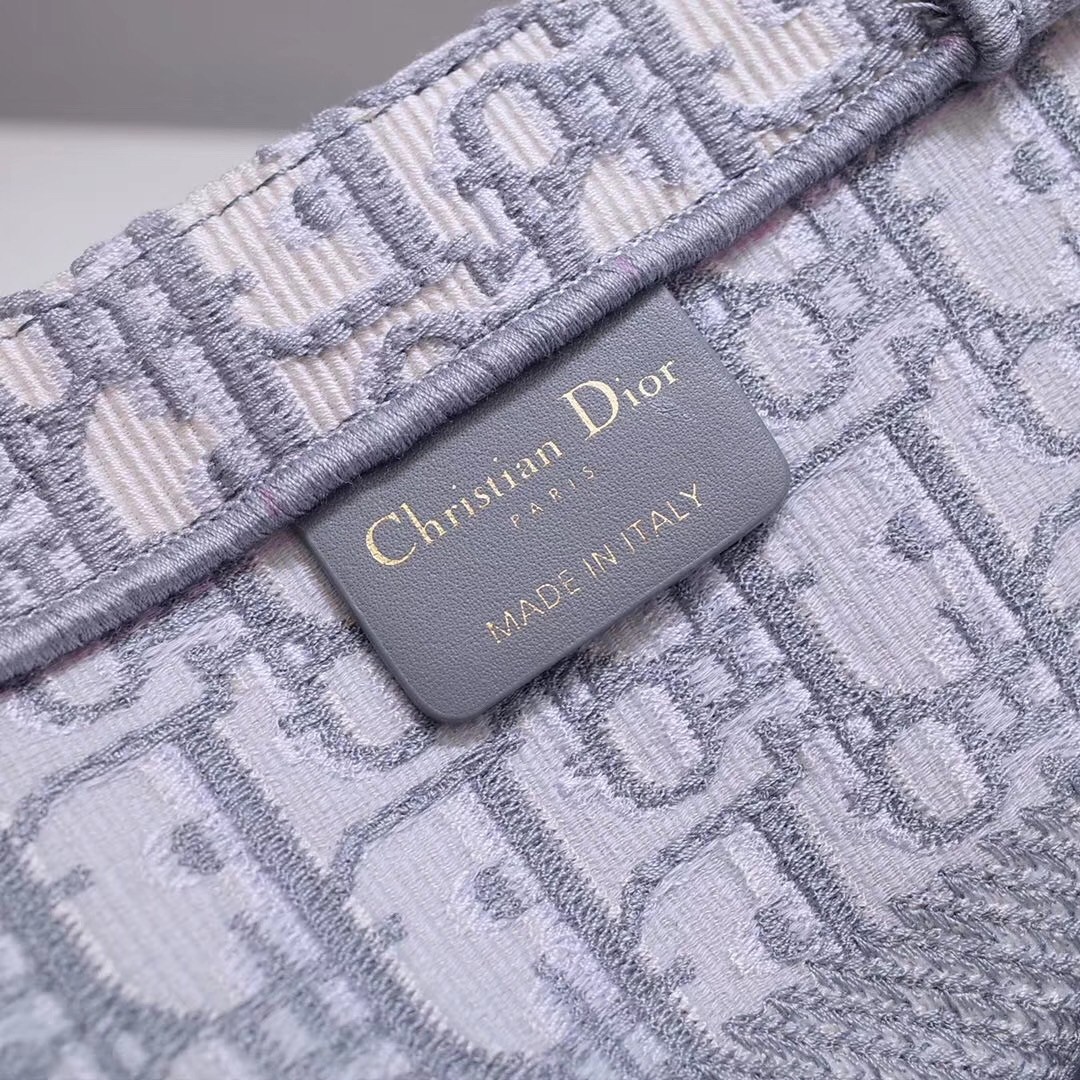 D*or small book tote bag in grey oblique canvas