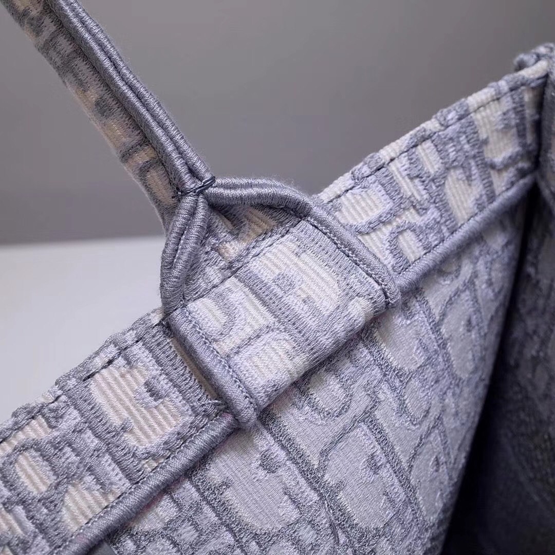 D*or small book tote bag in grey oblique canvas