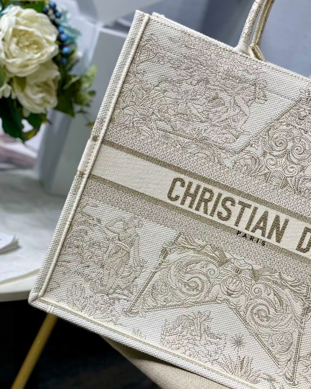 D*or book tote bag in D*or around the world stella embroidery