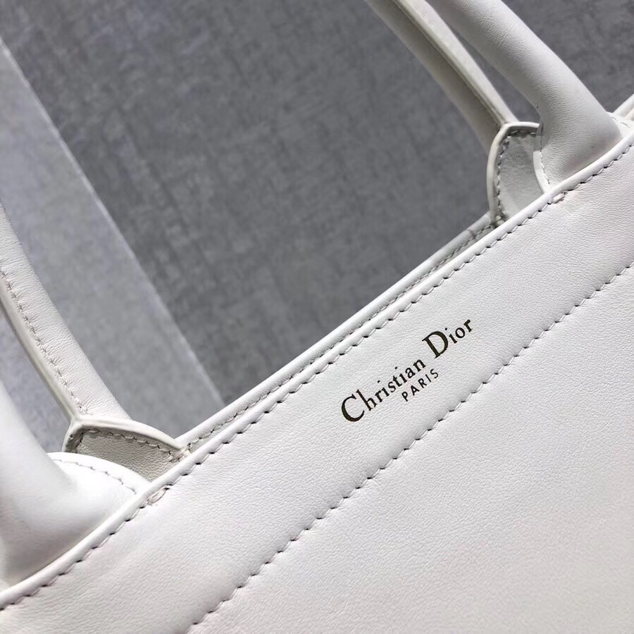 D*or book tote bag in white surrealism printed calfskin