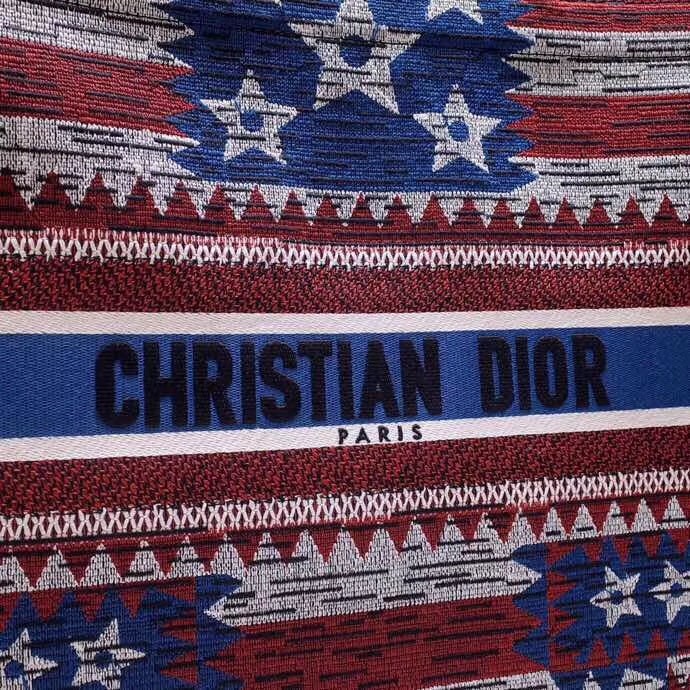 D*or book tote bag in american flag embroidered canvas