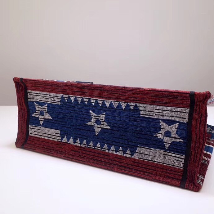 D*or book tote bag in american flag embroidered canvas