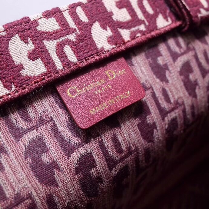 D*or book tote bag in bordeaux oblique canvas
