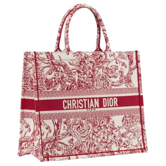 D*or book tote bag in red hydrangea flowers canvas