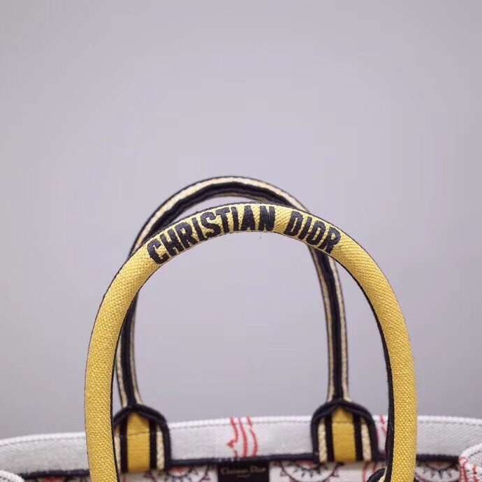 D*or book tote bag in multicolored geometric canvas