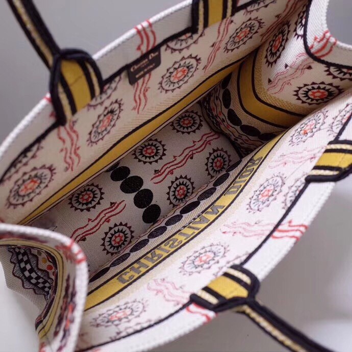 D*or book tote bag in multicolored geometric canvas