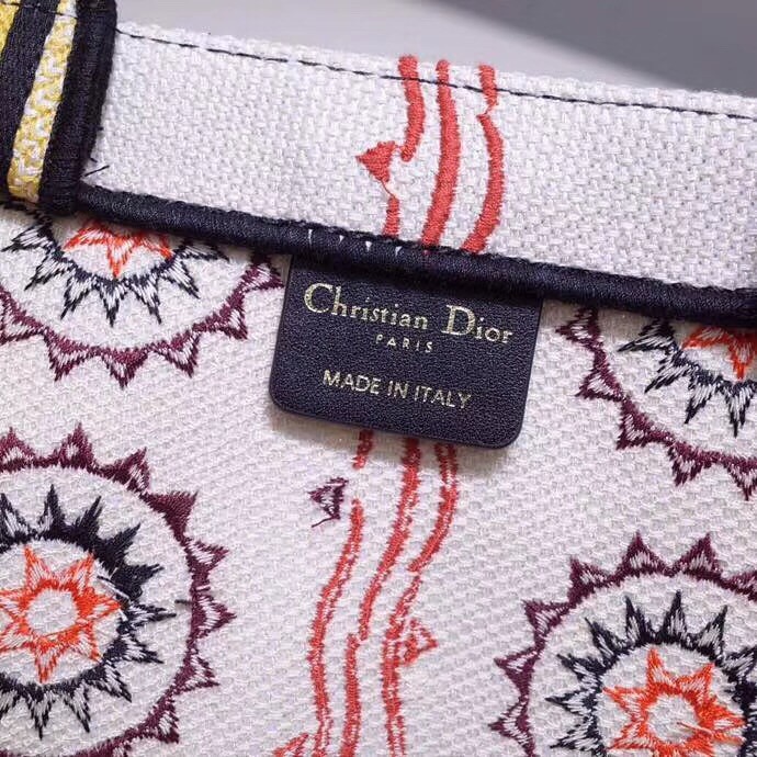 D*or book tote bag in multicolored geometric canvas